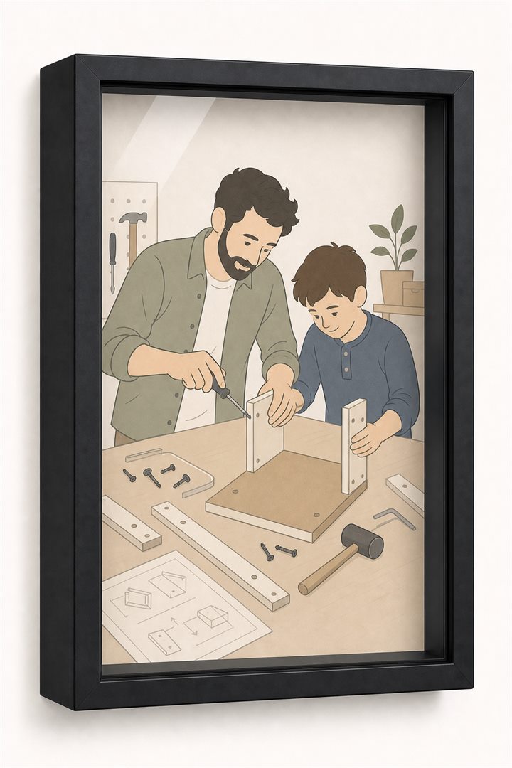 Framed symbolic assembly layout for the Ready-to-Assemble Kit